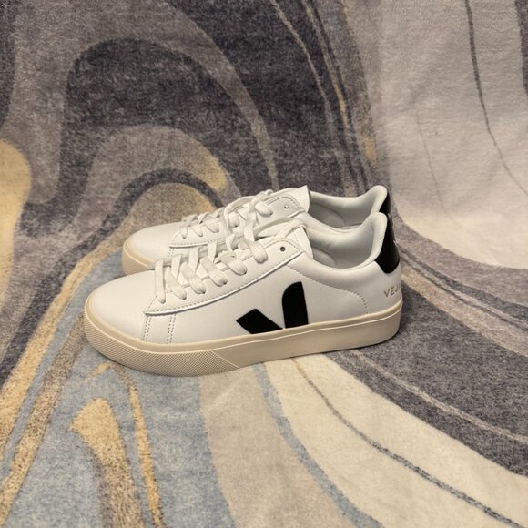 Campo Canvas White Pekin Black Leather Womens Size 6.5 - Picture 5 of 6